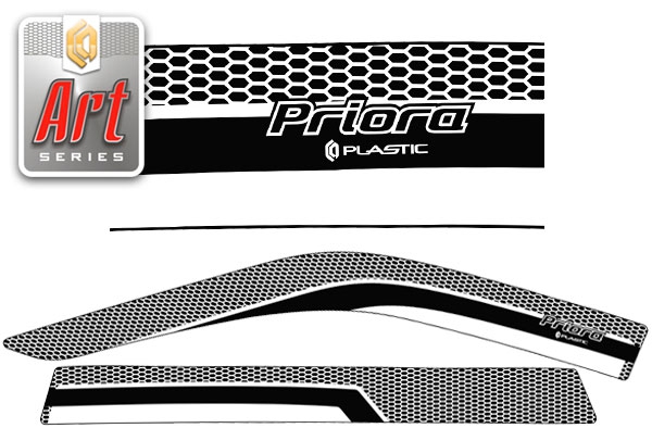 Дефлекторы окон (Серия Art графит) ВАЗ Lada Priora универсал 2007 -  г.в. СА Пластик (Арт. 2010031606506)