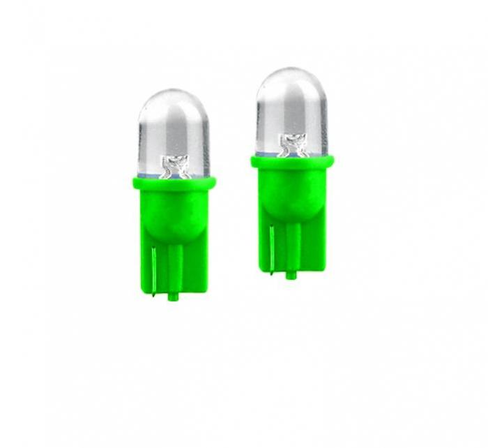 LED Лампа светодиодная EVO - W5W/T10 (линза) - Зеленый/2шт комплект