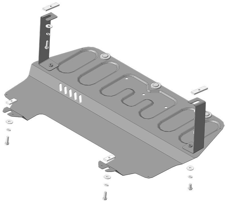 Защита стальная Мотодор для картера двигателя, КПП на Volkswagen Polo Skoda Fabia/Rapid/Roomster  и SEAT Ibiza