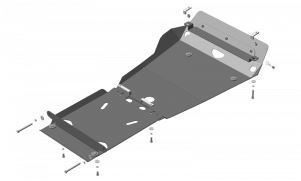 Защита стальная Мотодор для картера двигателя, переднего дифференциала и КПП на Toyota Land Cruiser Prado 150
