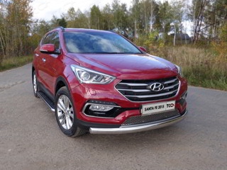 Пороги с площадкой (нерж. лист) 60,3 мм HYUNDAI SANTA FE PREMIUM 2015 -  г.в. от ТСС (Арт. HYUNSF4WD15-14)