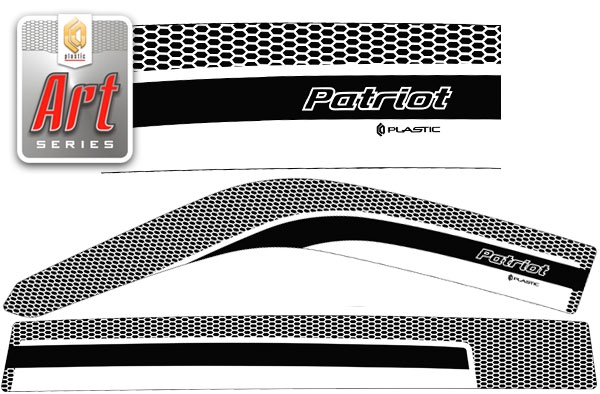 Дефлекторы окон (Серия Art белая) УАЗ Патриот Пикап 2014 -  г.в. СА Пластик (Арт. 2010031410523)