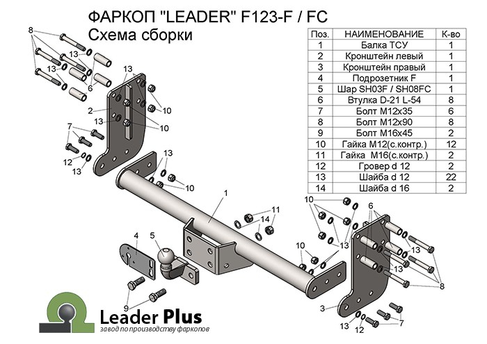 Фаркоп Лидер-Плюс для Ford Transit шасси