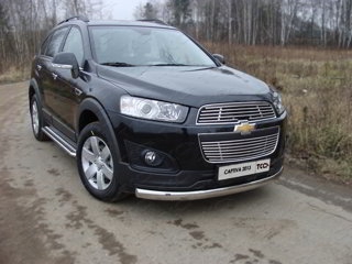 Пороги с площадкой 42,4 мм CHEVROLET CAPTIVA 2013 - 2015 г.в. от ТСС (Арт. CHEVCAP12-04)